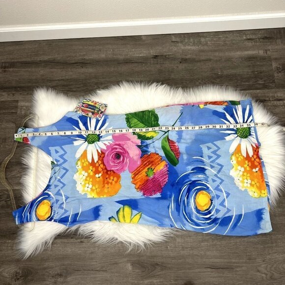 Jams World Hawaii Ravishing Floral V-Neck Rayon Tank Dress Womens Small STAINS - Picture 8 of 11